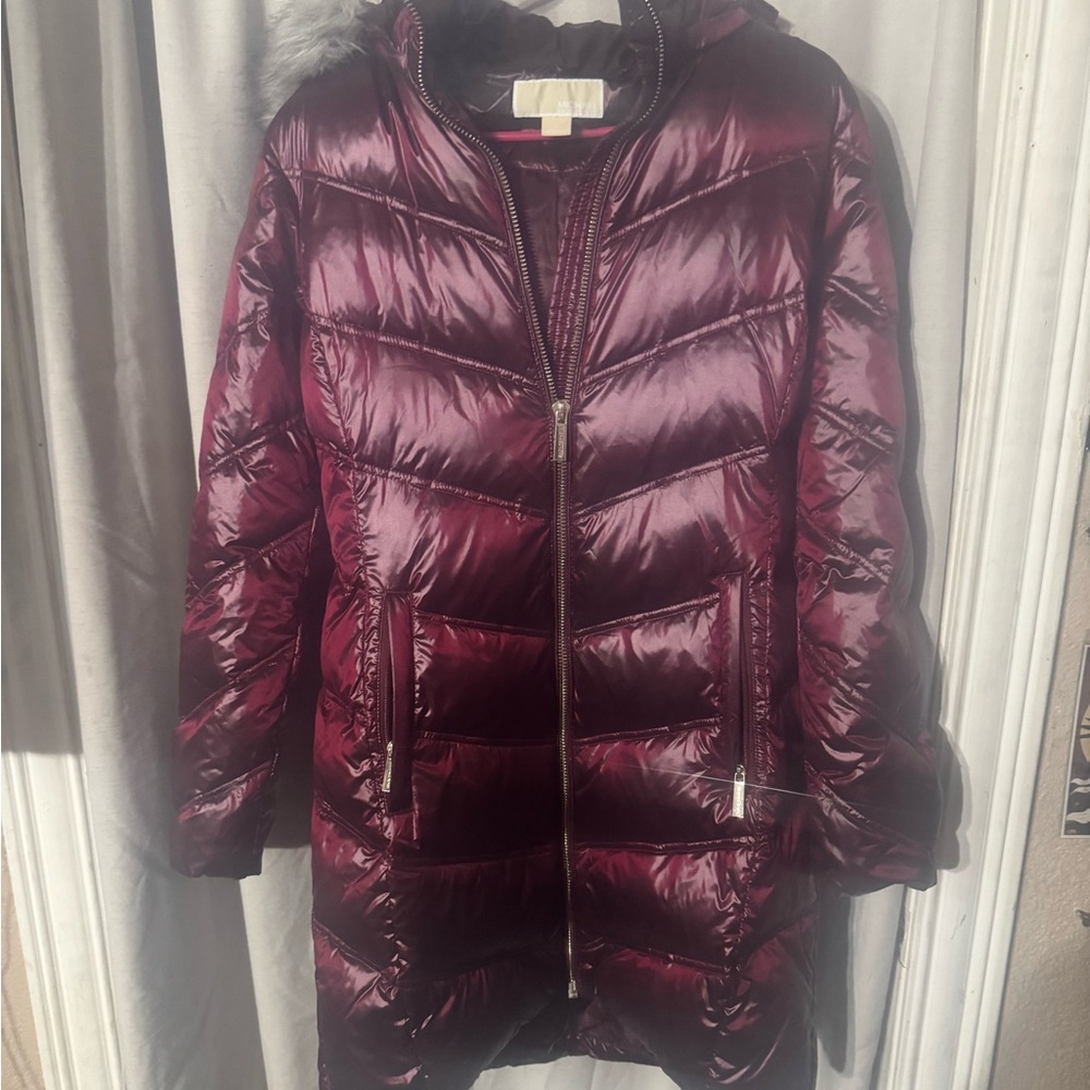 MICHAEL Michael Kors Red Puffer Coat Quilted Insulation